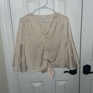 Lauren Conrad white and orange striped shirt, S